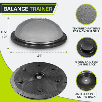 Balance Trainer Stability Exercise Half Ball with Resistance Bands and Pump for Yoga Aerobics Home Gym Workout