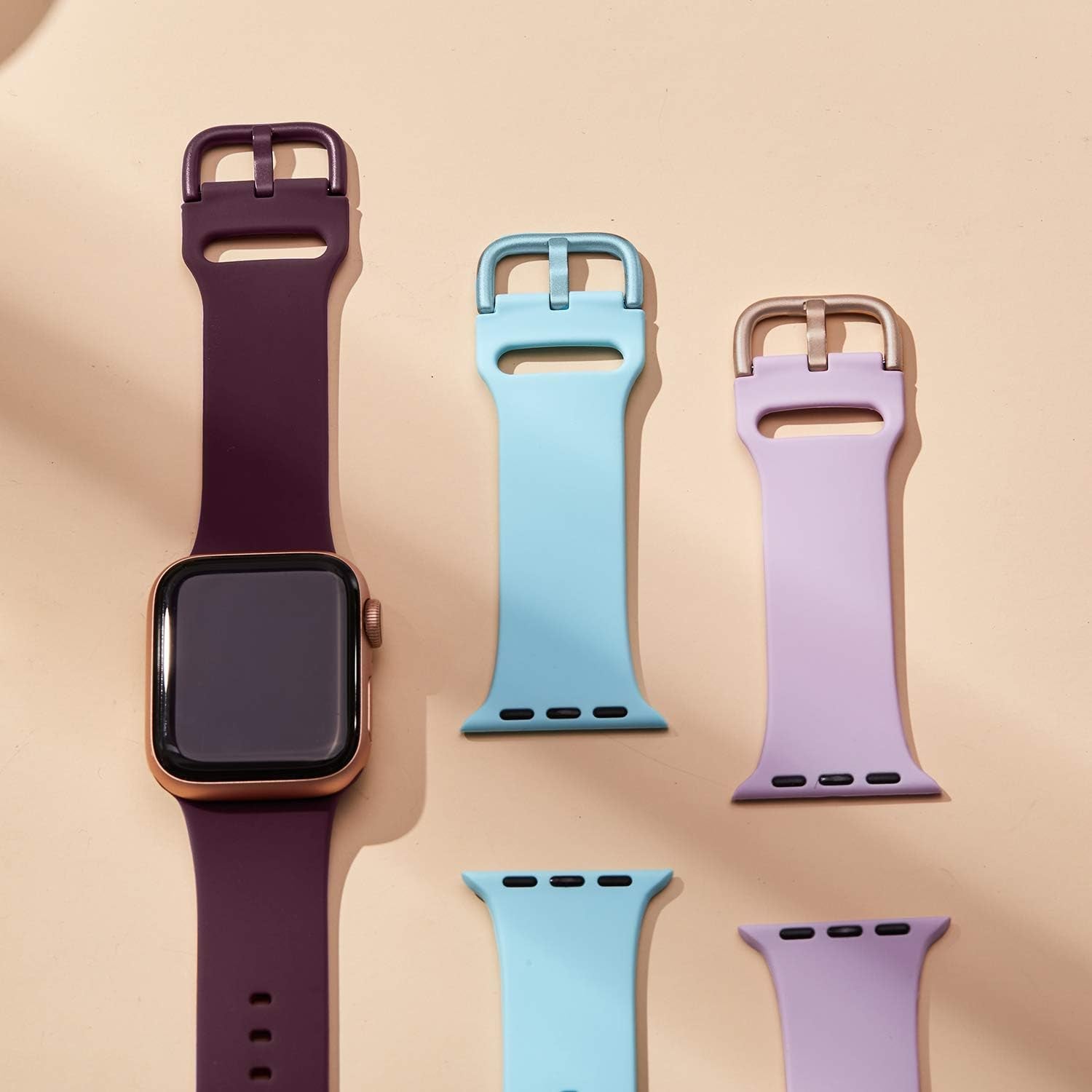 Sport Band Compatible with Apple Watch Bands 49Mm 45Mm 44Mm 42Mm 41Mm 40Mm 38Mm, Soft Silicone Wristband Replacement Strap with Classic Clasp for Iwatch Series 9 Ultra SE 8 7 6 5 4 3 2 1 for Women Men