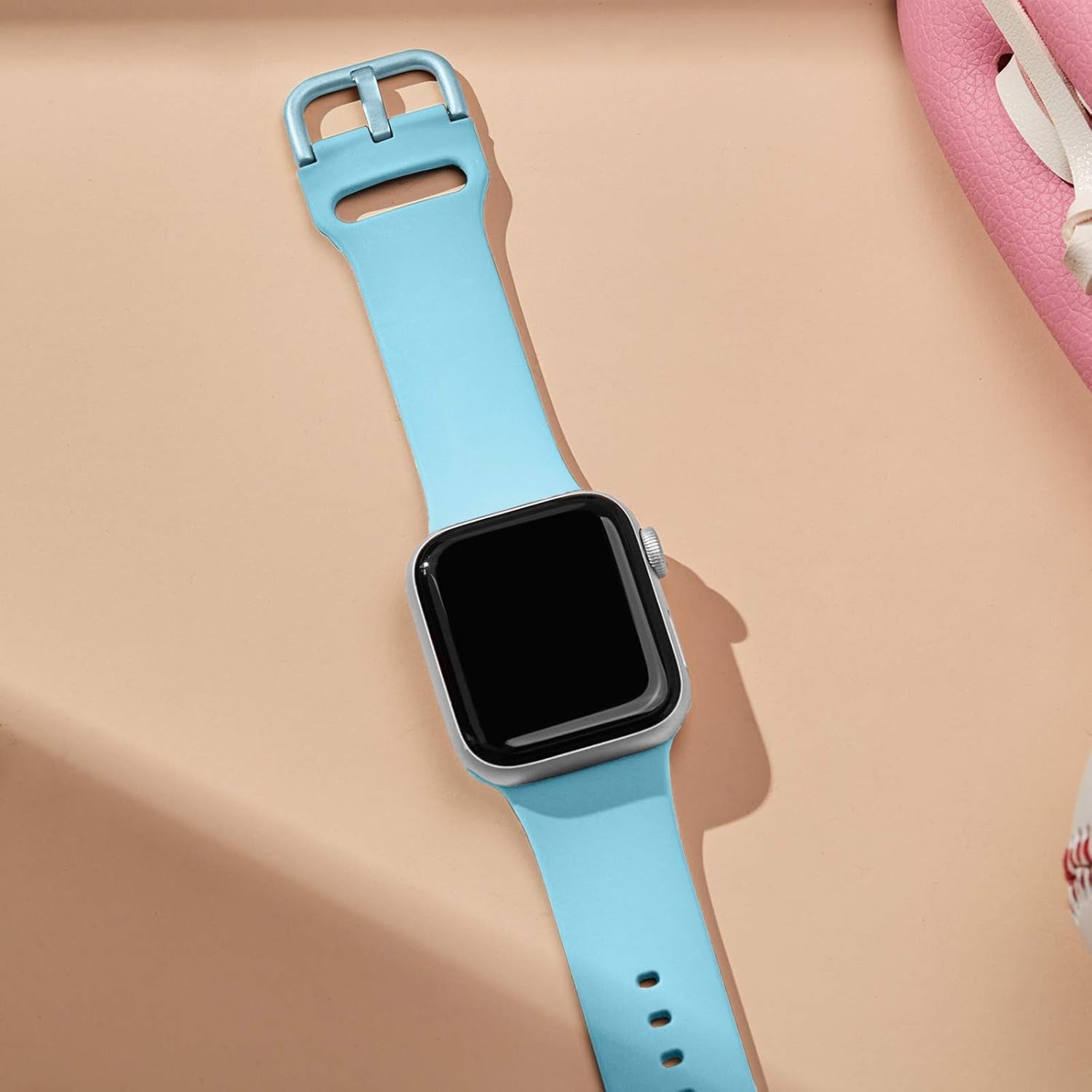 Sport Band Compatible with Apple Watch Bands 49Mm 45Mm 44Mm 42Mm 41Mm 40Mm 38Mm, Soft Silicone Wristband Replacement Strap with Classic Clasp for Iwatch Series 9 Ultra SE 8 7 6 5 4 3 2 1 for Women Men